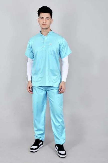Everyday Mandarin Collar Medical Scrub Suit (Sea Green) - Men’s