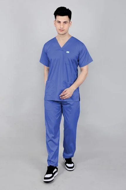 Everyday V neck Medical Scrub Suit (Royal Blue) - Men’s